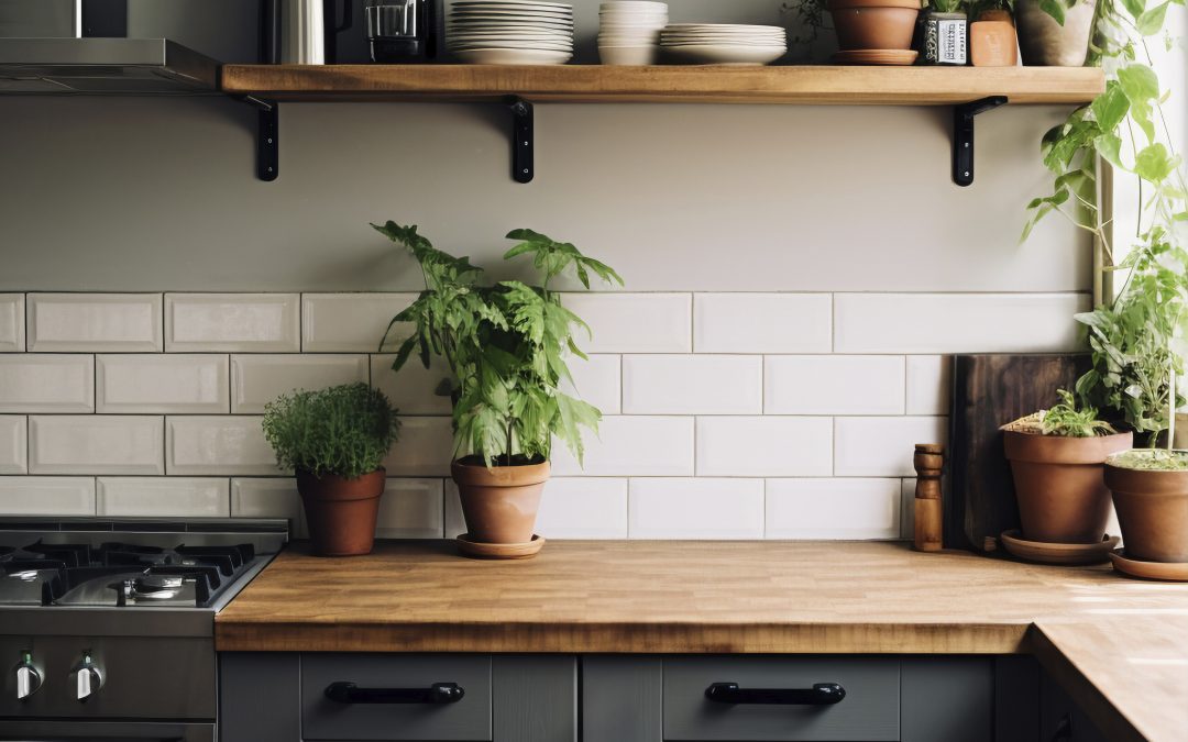 Una cocina moderna y funcional con puerta de cristal integrada